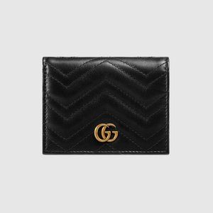 New Gucci GG Marmont Card Case Wallet Black